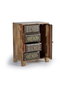 GINER Y COLOMER - Buffet téléphonique en bois de manguier avec 4 tiroirs et 1 porte, détails peints à la main, 60x45x30 cm (LxHxP), naturel et multicolore